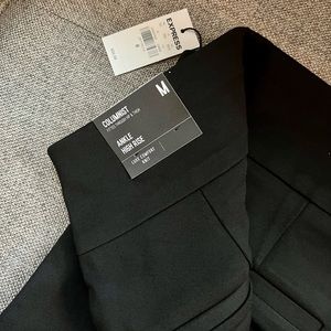 EXPRESS High Waisted Luxe Comfort Knit Columnist Ankle Pant - Pitch Black